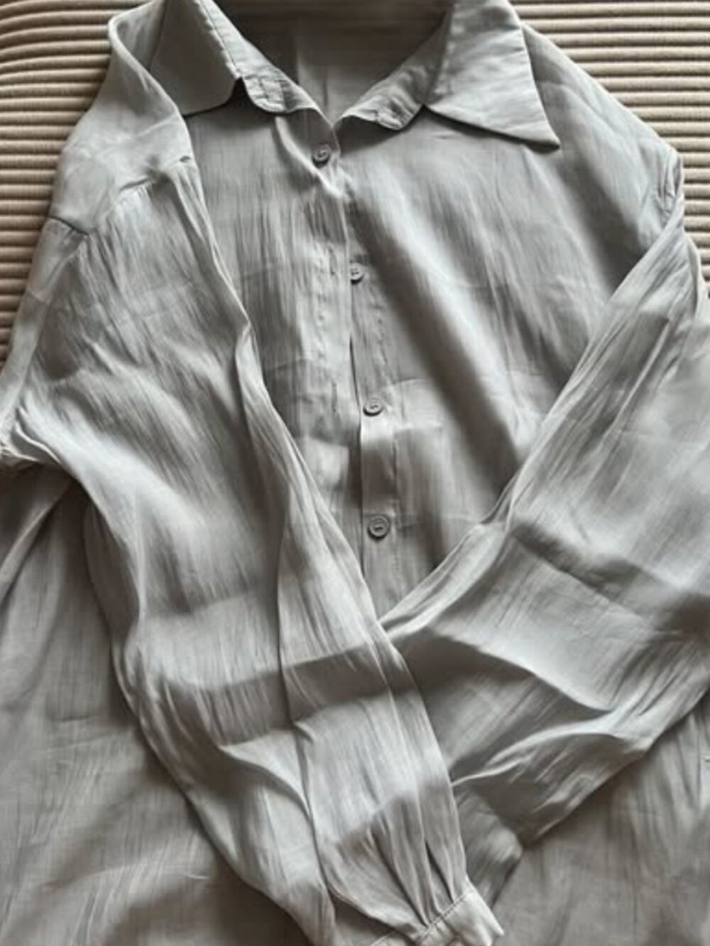 Gray Sheer Button-Up Shirt